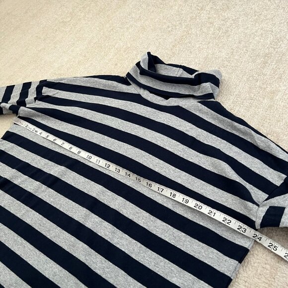 J. Crew Deck Striped Blue and Gray Cotton Long Sleeve Turtleneck Knit Top L - Picture 6 of 9